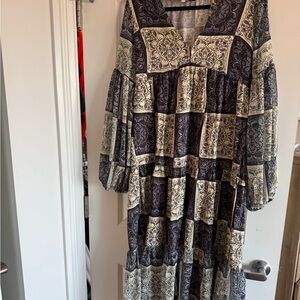 Never Fully Dressed - Navy And Cream Bandana Stevie Dress